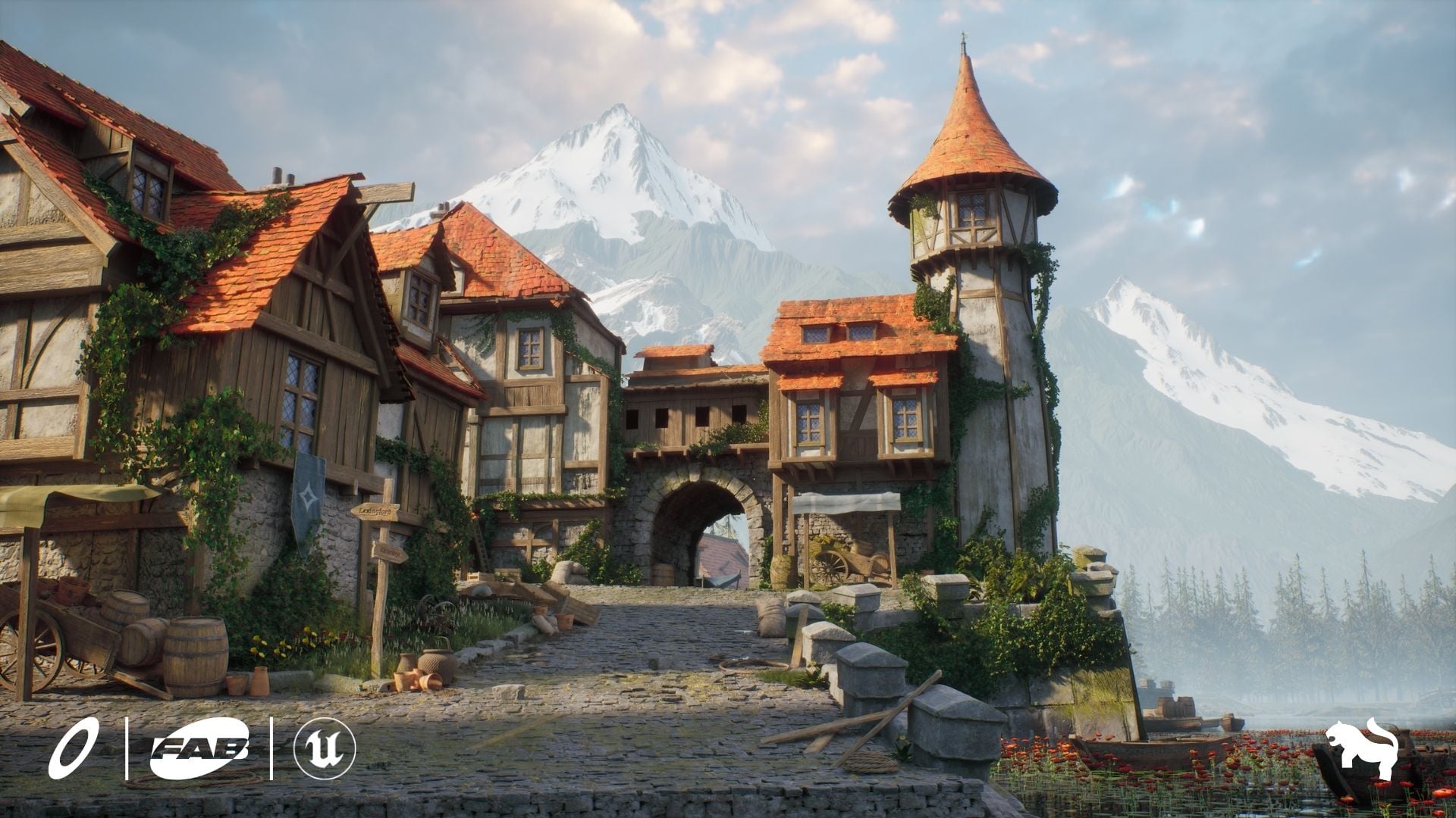 Medieval Lakeside Town Environment