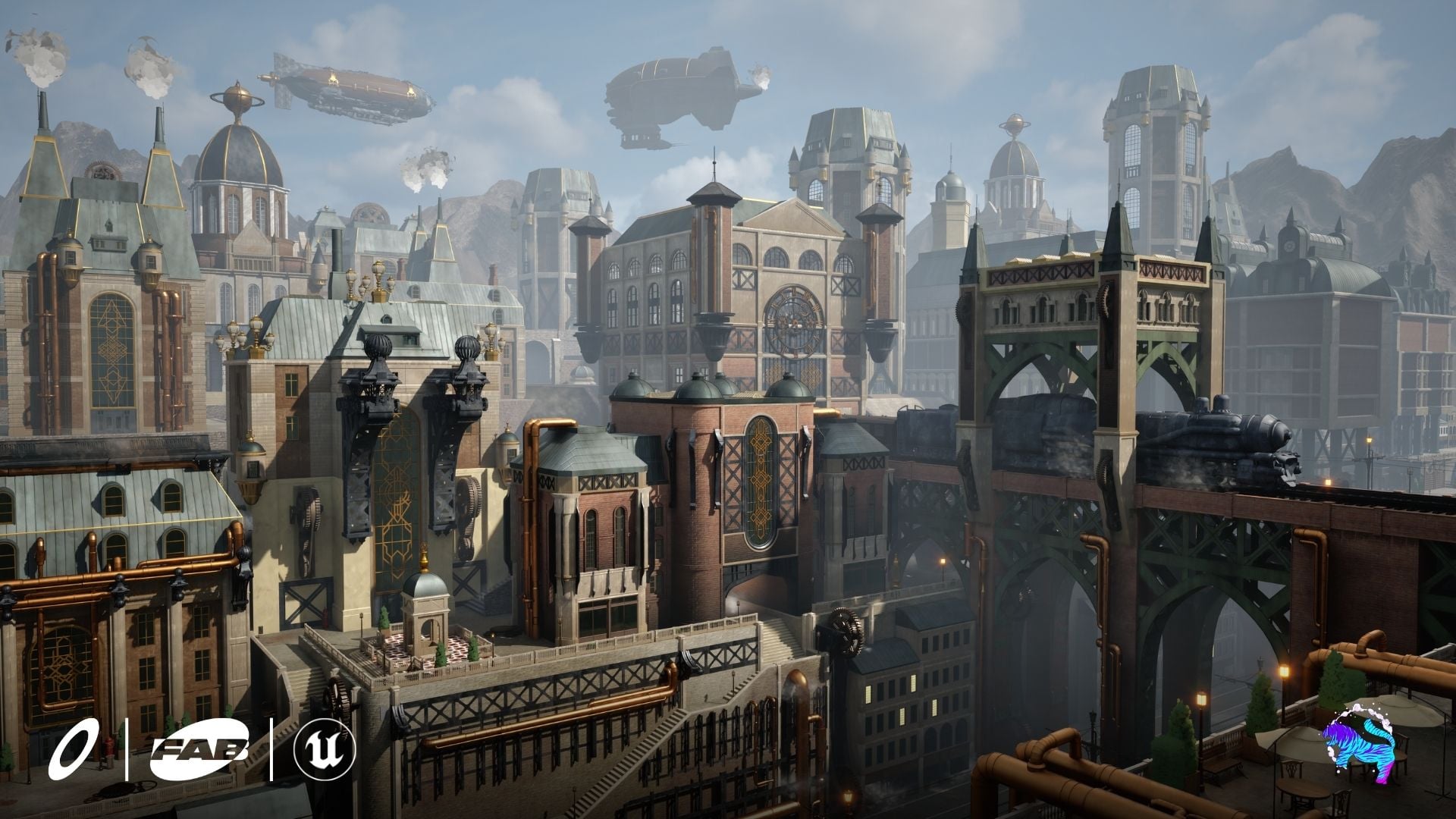 Stylized Steampunk City Environment