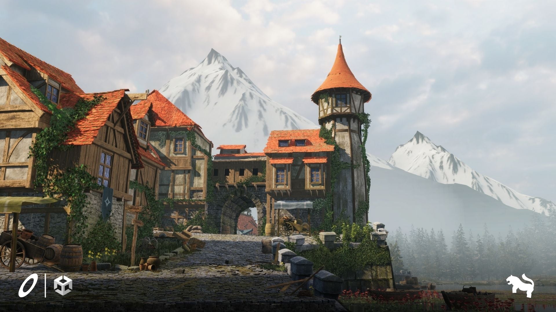 Medieval Lakeside Town Environment