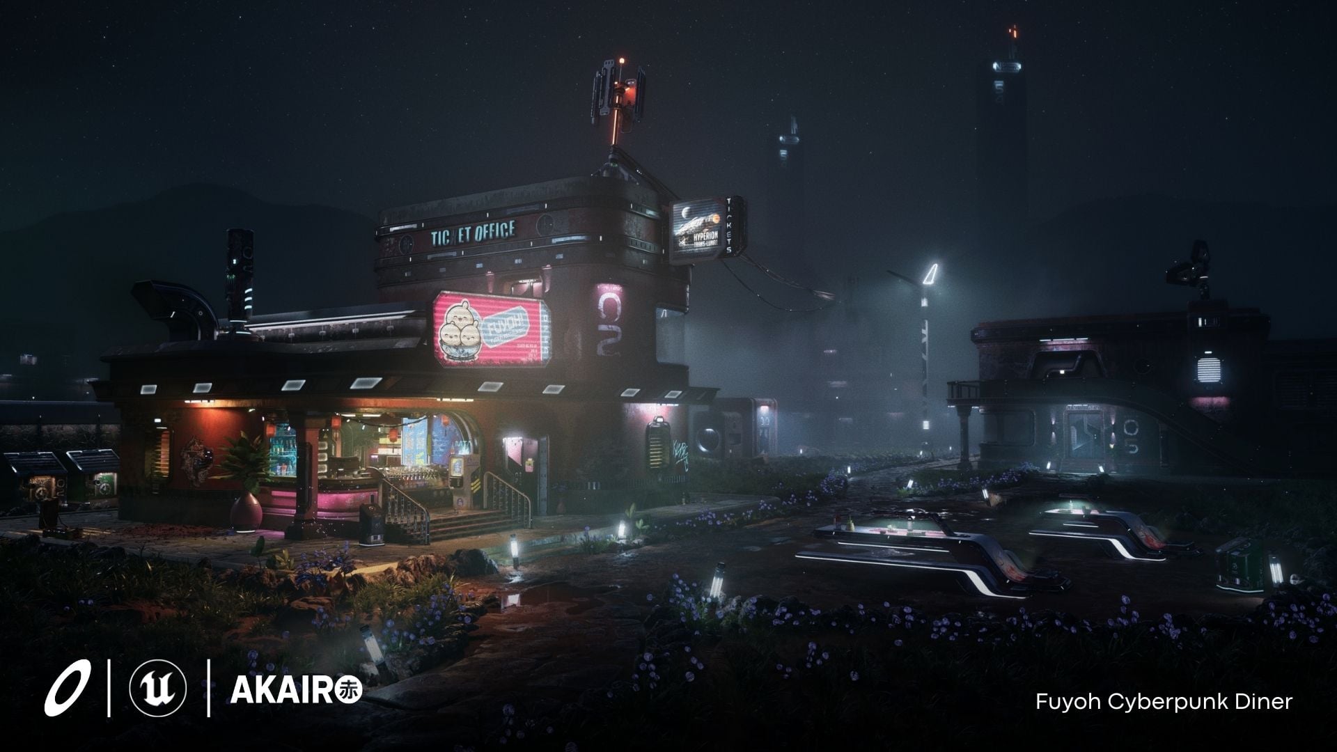 Fuyoh Cyberpunk Diner Environment